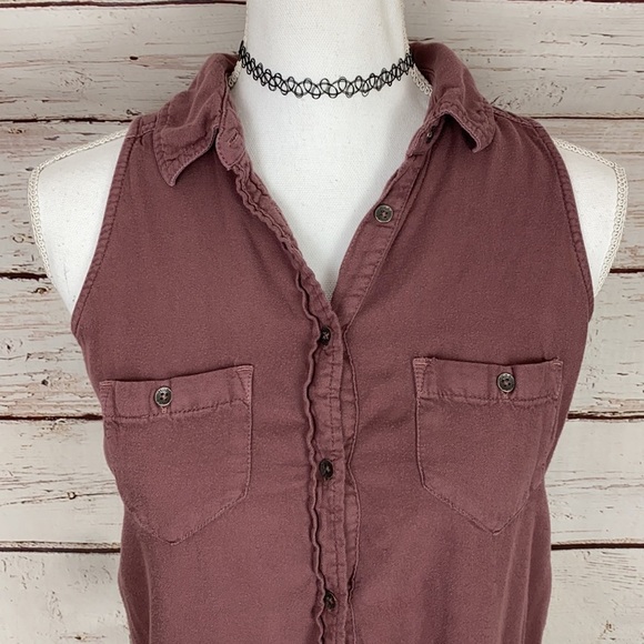 MUDD Purple Button Up Tank Small - Picture 2 of 10